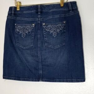 NEW White House Black Market Bling Denim Mini Skirt Classic Crystals Summer Jean